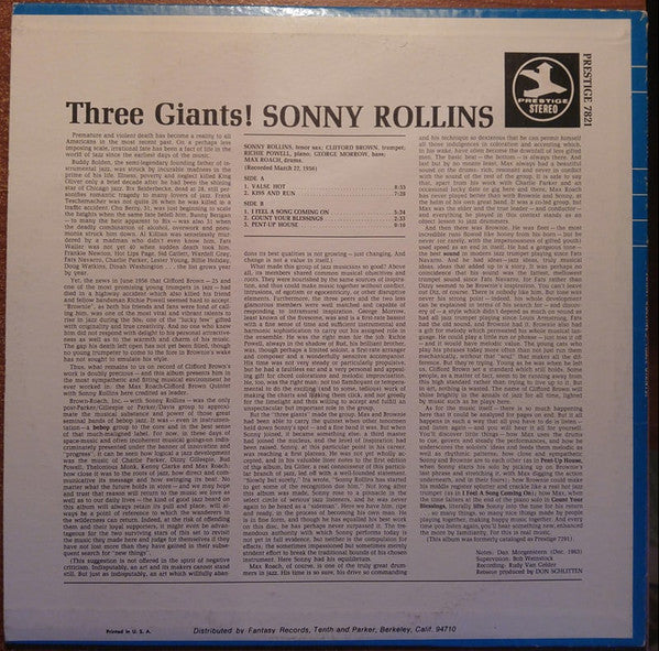 Sonny Rollins ~ Three Giants! (Vinyl) - Djungel & Jazz