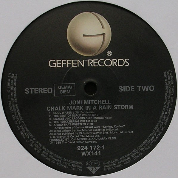 Joni Mitchell ~ Chalk Mark In A Rain Storm (Vinyl) - Djungel & Jazz