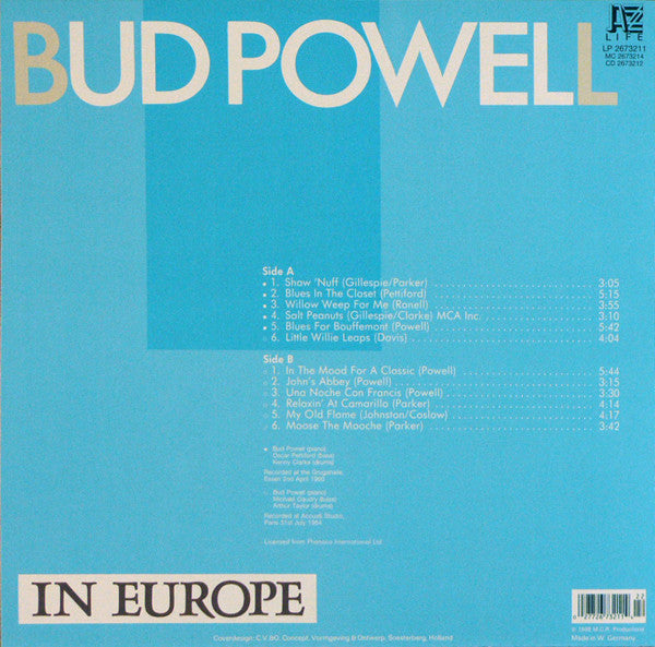 Bud Powell : In Europe (LP, Comp)