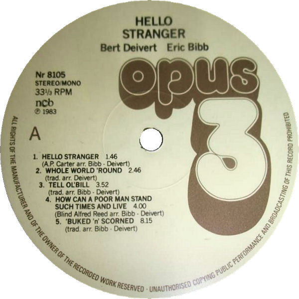 Eric Bibb, Bert Deivert ~ Hello Stranger (Vinyl) - Djungel & Jazz