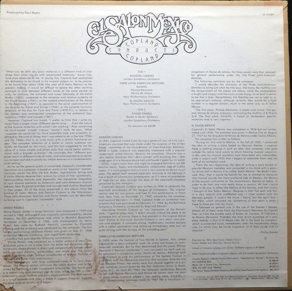 Copland, New Philharmonia / London Symphony ~ Copland Conducts Copland El Salon Mexico / Danzón Cubano / Three Latin American Sketches / Dance Panels) (Vinyl) - Djungel & Jazz