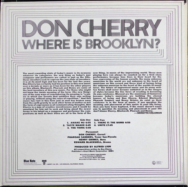Don Cherry ~ Where Is Brooklyn? (Vinyl) - Djungel & Jazz