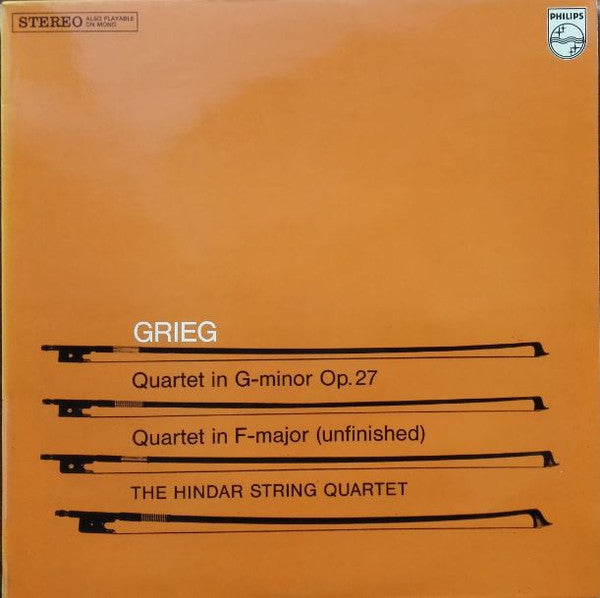 Grieg, The Hindar String Quartet ~ Quartet In G-minor Op. 27 / Quartet In F-major (Unfinished) (Vinyl) - Djungel & Jazz