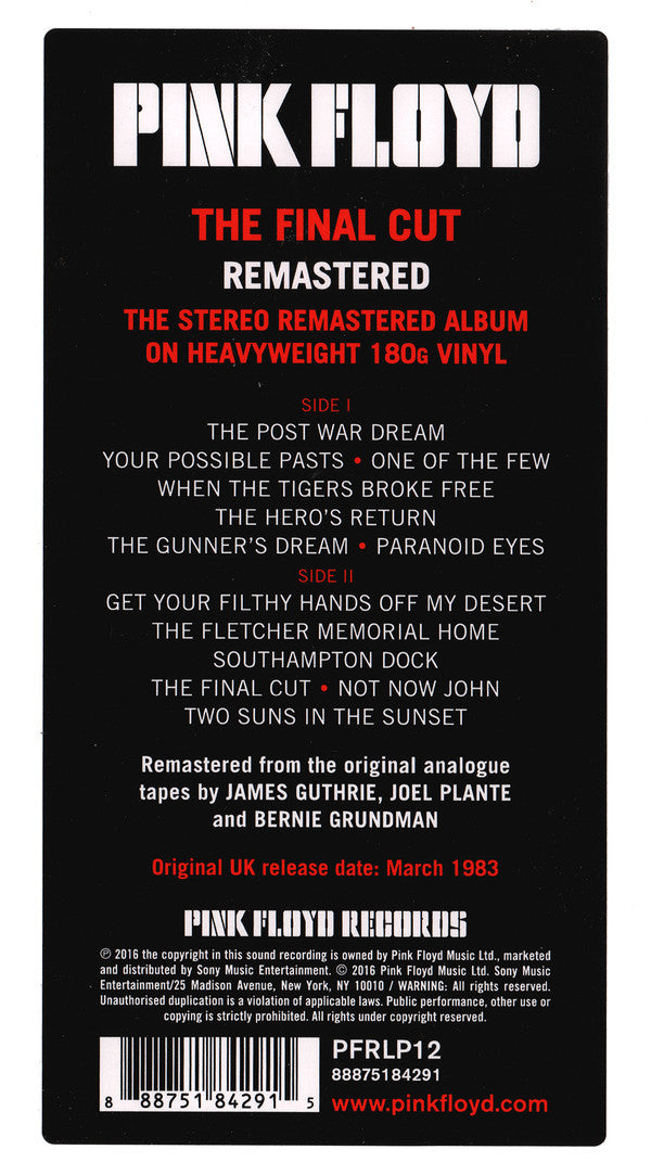 Pink Floyd ~ The Final Cut (Vinyl) - Djungel & Jazz