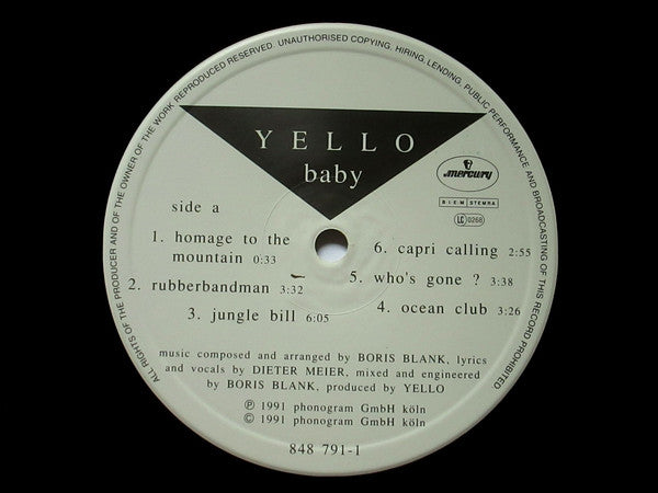 Yello ~ Baby (Vinyl) - Djungel & Jazz