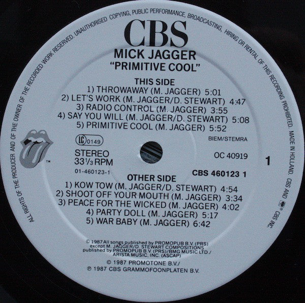 Mick Jagger ~ Primitive Cool (Vinyl) - Djungel & Jazz