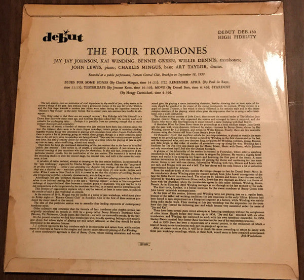 The Four Trombones ~ Trombone Rapport (Vinyl) - Djungel & Jazz