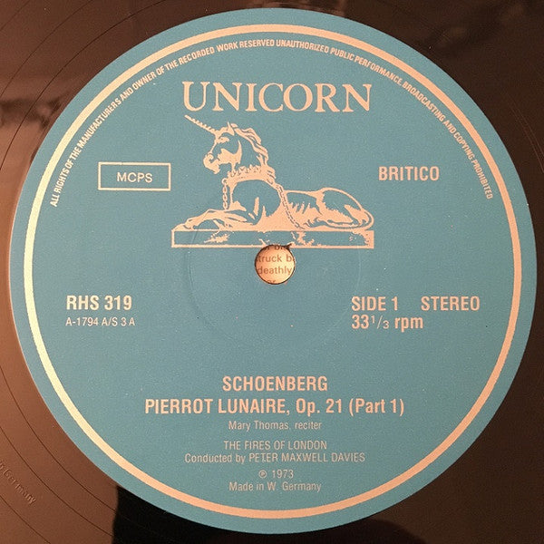 Arnold Schoenberg, Fires Of London ~ Pierrot Lunaire / Kammersymphonie (Vinyl) - Djungel & Jazz