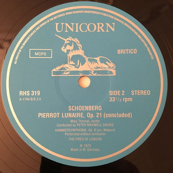 Arnold Schoenberg, Fires Of London ~ Pierrot Lunaire / Kammersymphonie (Vinyl) - Djungel & Jazz