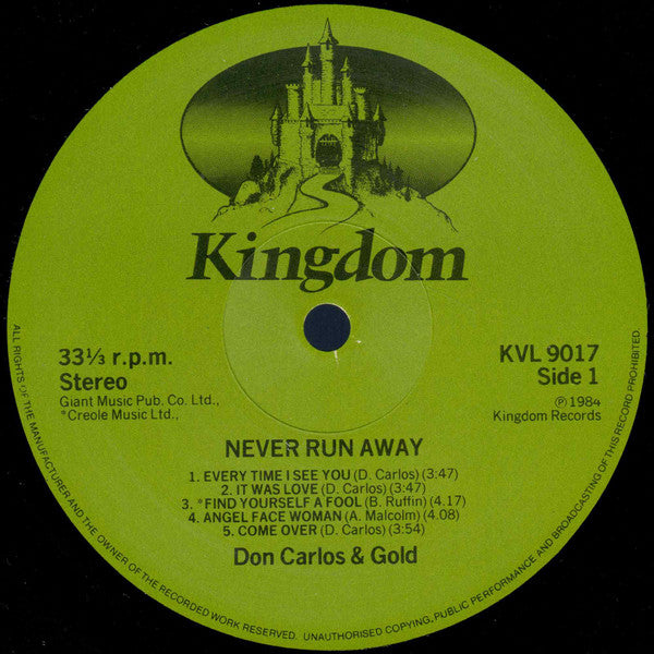 Don Carlos (2) & Gold (2) : Never Run Away (LP, Album)