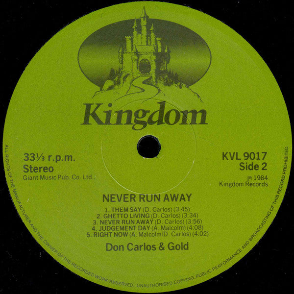 Don Carlos (2) & Gold (2) : Never Run Away (LP, Album)