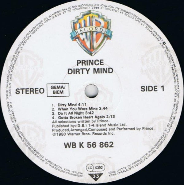 Prince : Dirty Mind (LP, Album, RE)