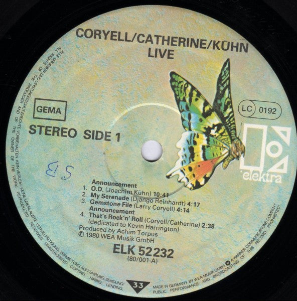 Larry Coryell / Philip Catherine / Joachim Kühn ~ Live ! (Vinyl) - Djungel & Jazz