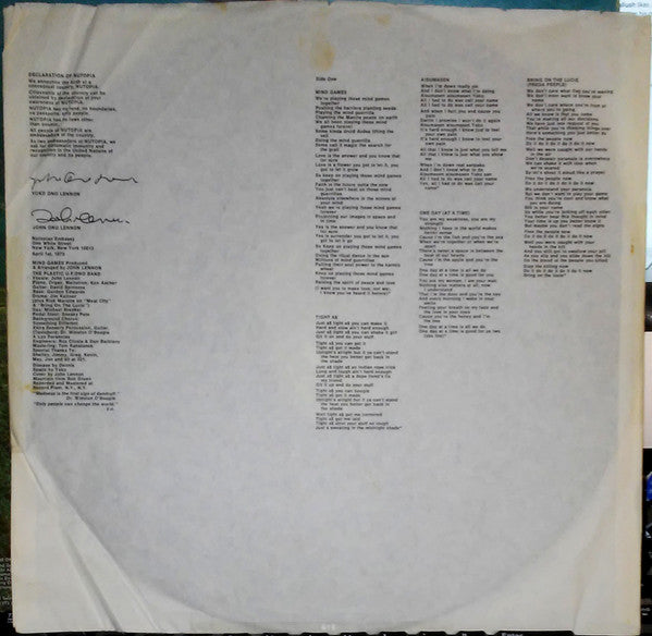 John Lennon ~ Mind Games (Vinyl) - Djungel & Jazz