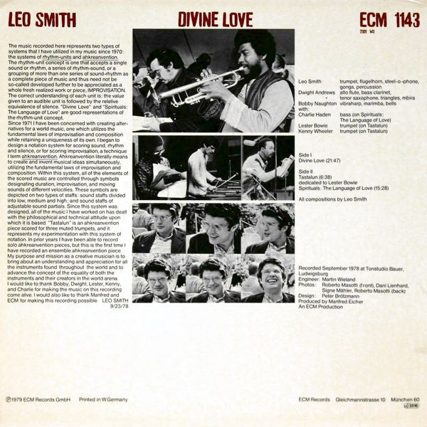 Wadada Leo Smith : Divine Love (LP, Album)