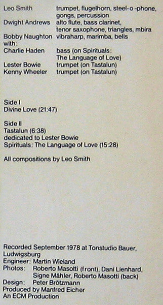 Wadada Leo Smith : Divine Love (LP, Album)