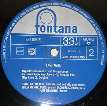 Eric Dolphy ~ Last Date (Vinyl) - Djungel & Jazz