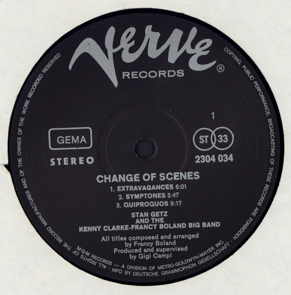 Stan Getz / Francy Boland / The Kenny Clarke-Francy Boland Big Band ~ Change Of Scenes (Vinyl) - Djungel & Jazz