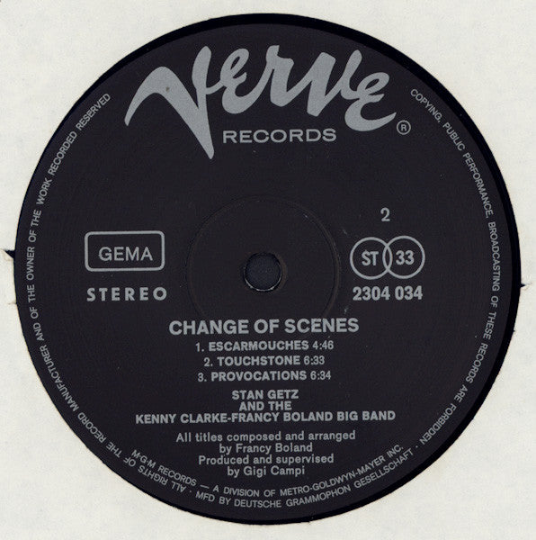 Stan Getz / Francy Boland / The Kenny Clarke-Francy Boland Big Band ~ Change Of Scenes (Vinyl) - Djungel & Jazz