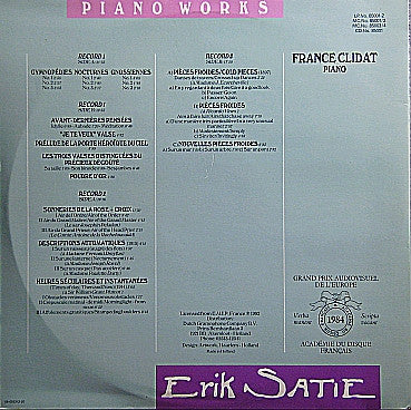 Erik Satie / France Clidat ~ Piano Works Vol. I (Vinyl) - Djungel & Jazz