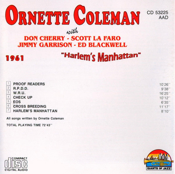 Ornette Coleman ~ Harlem's Manhattan (Vinyl) - Djungel & Jazz