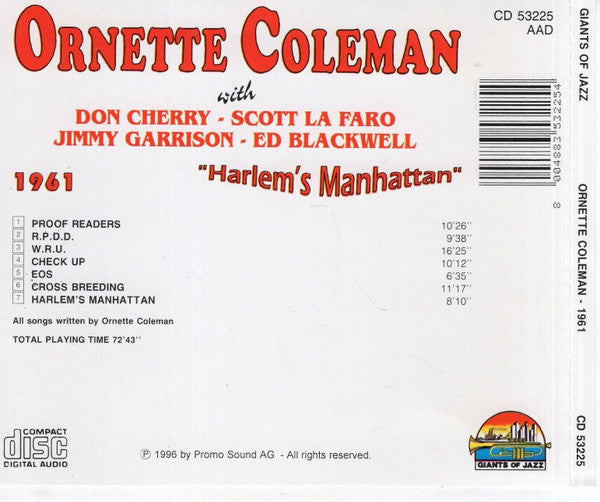 Ornette Coleman ~ Harlem's Manhattan (Vinyl) - Djungel & Jazz