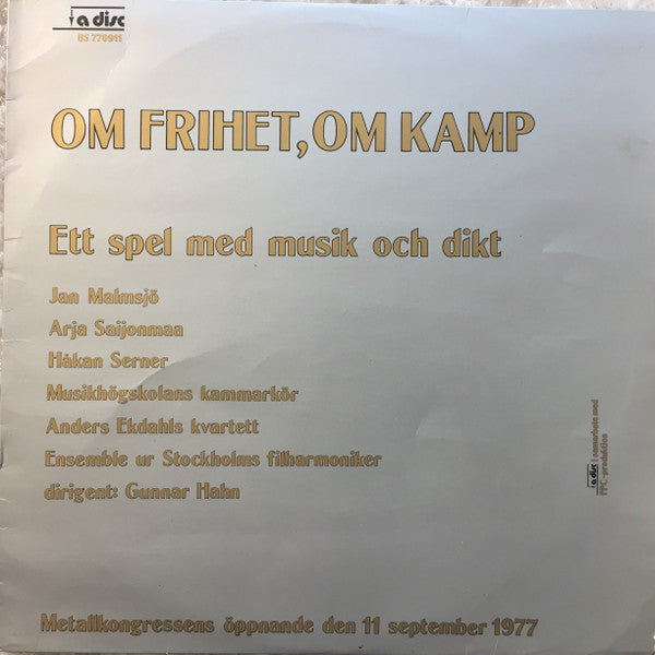 Various : Om Frihet, Om Kamp (Ett Spel Med Musik Och Dikt) (LP, Album)