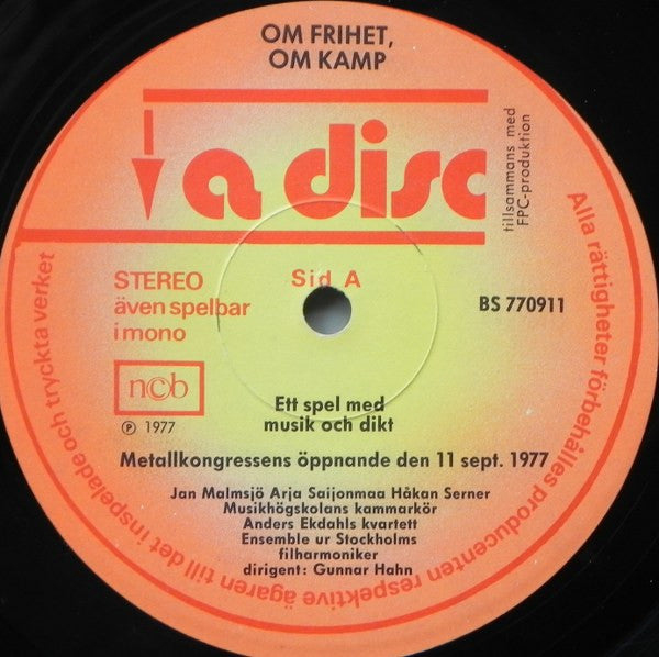 Various ~ Om Frihet, Om Kamp (Ett Spel Med Musik Och Dikt) (Vinyl) - Djungel & Jazz