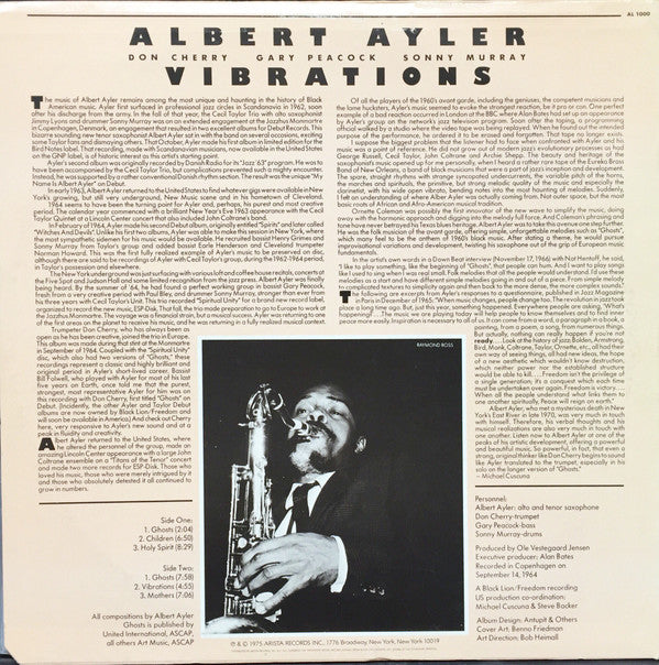 Albert Ayler : Vibrations (LP, Album, RE)