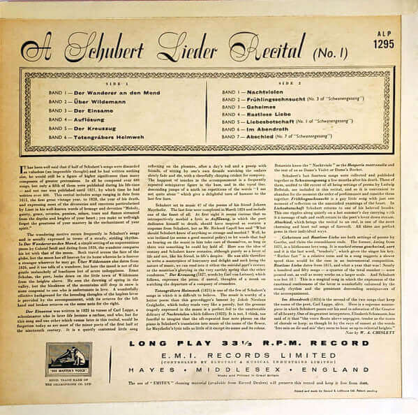 Dietrich Fischer-Dieskau, Gerald Moore : A Schubert Lieder Recital (LP, Album, Mono, Red)
