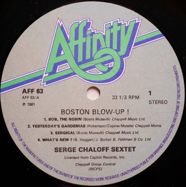 The Serge Chaloff Sextet : Boston Blow-Up! (LP, Album, RE)