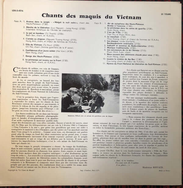 No Artist : Chants Des Maquis Du Viet-Nam (LP)