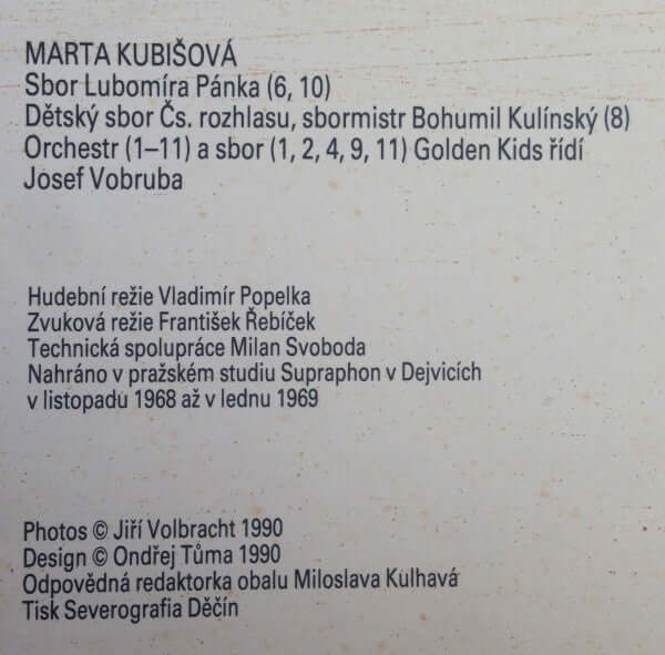 Marta Kubišová : Songy A Balady (LP, Album, RE)