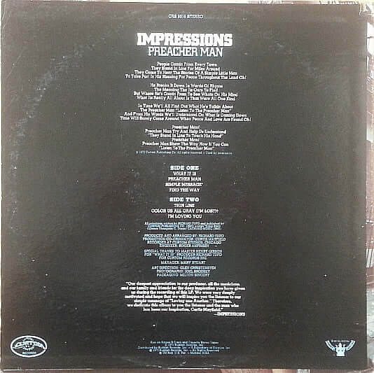 Impressions* : Preacher Man (LP, Album, Son)
