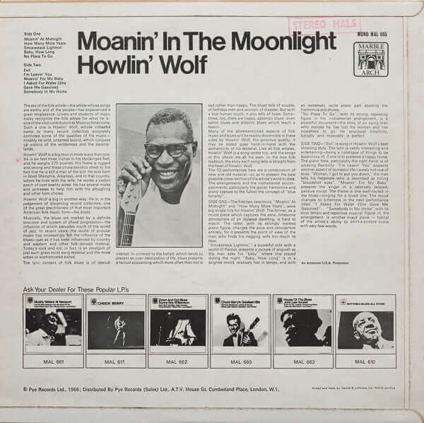 Howlin' Wolf : Moanin' In The Moonlight (LP, Album, RE)
