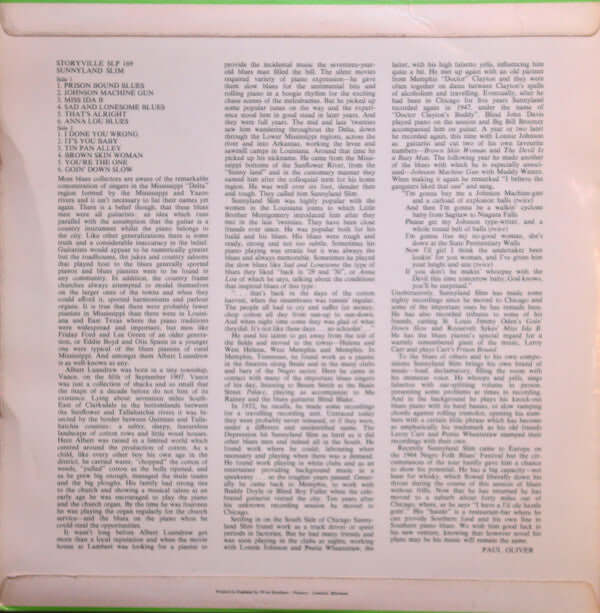 Sunnyland Slim : Portraits In Blues Vol. 8 (LP, Album)