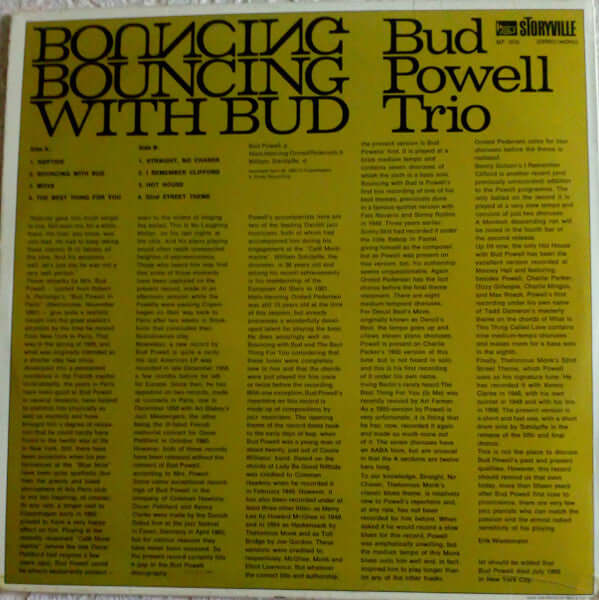 The Bud Powell Trio : Bouncing With Bud (LP, Album, Mono, RP)