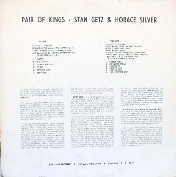Stan Getz & Horace Silver : Pair Of Kings (LP, Comp, Mono, RE)