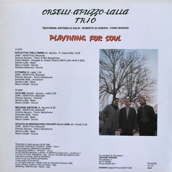 Orselli Apuzzo Lalla Trio : Plaything For Soul (LP, Album)