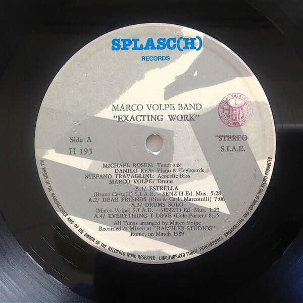 Marco Volpe Band  –  Michael Rosen, Danilo Rea, Stefano Travaglini (2) : Exacting Work (LP, Album)