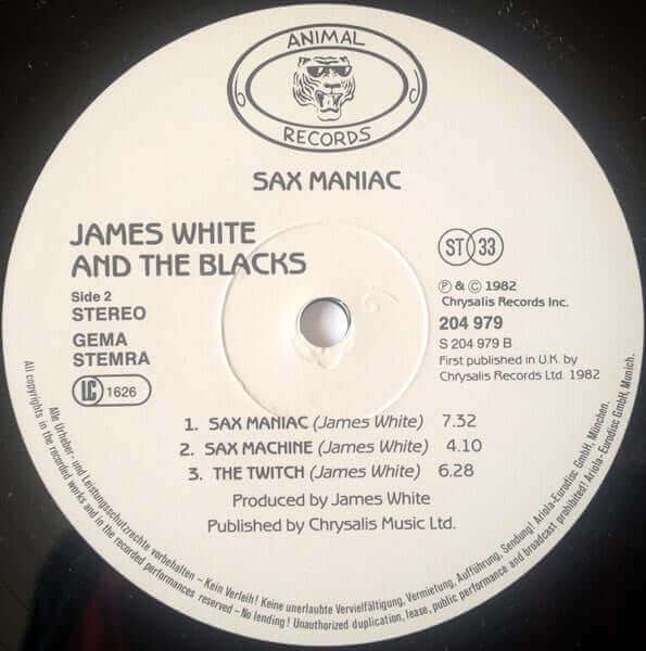 James White & The Blacks : Sax Maniac (LP, Album)