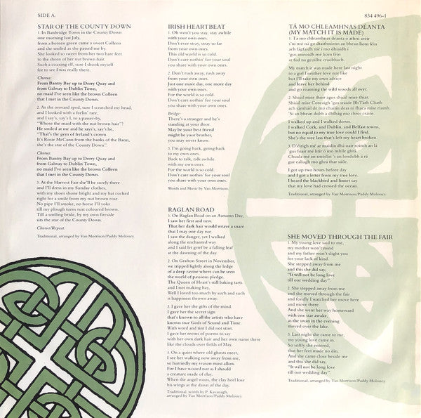 Van Morrison & The Chieftains : Irish Heartbeat (LP, Album)