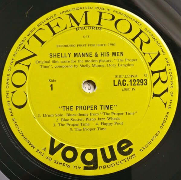 Shelly Manne & His Men : The Proper Time (LP, Album, Mono)