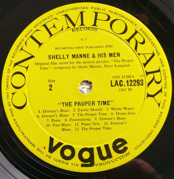 Shelly Manne & His Men : The Proper Time (LP, Album, Mono)