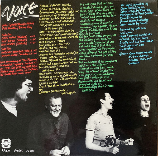 Voice , Julie Tippetts, Maggie Nicols, Phil Minton, Brian Eley ~ Voice (Vinyl) - Djungel & Jazz