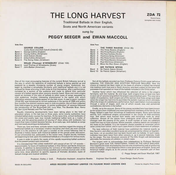 Ewan MacColl, Peggy Seeger : The Long Harvest (Record Seven) (LP)
