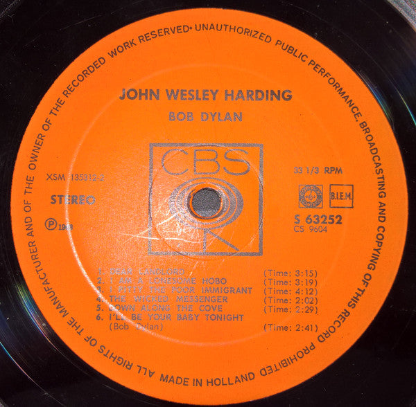Bob Dylan : John Wesley Harding (LP, Album, RP)