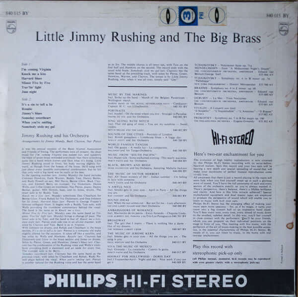 Jimmy Rushing And His Orchestra : Little Jimmy Rushing And The Big Brass (LP, Album)