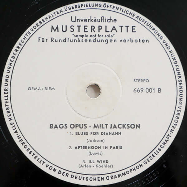 Milt Jackson : Bag Opus (LP, Album, TP)