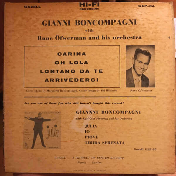 Gianni Boncompagni, Rune Öfwerman : Oh Lola (7", EP)